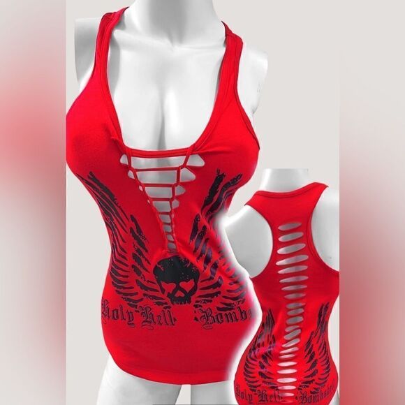 Bombshell Slashed Tank with Side Ties - Picture 1 of 1